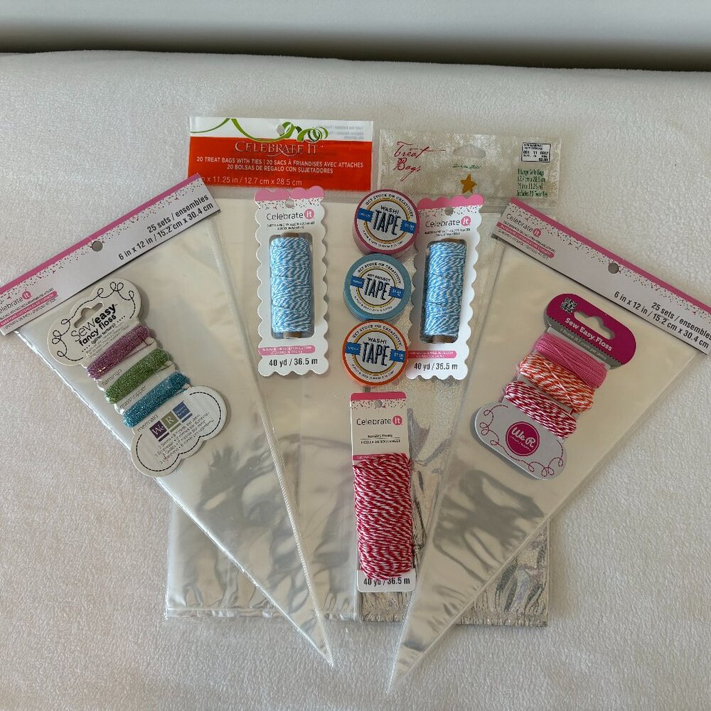 NWT - Party Treat Bag, Twine and Washi Tape Set